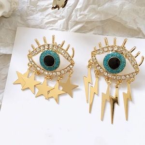 Unique Evil Rhinestone Evil Eye Earrings